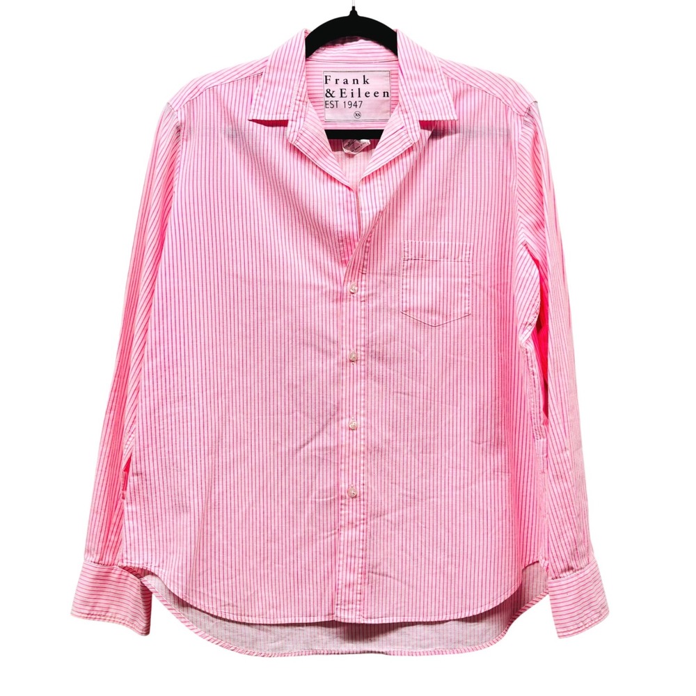 Frank & Eileen Eileen Pink White Striped Italian Cotton Button Up Shirt XS